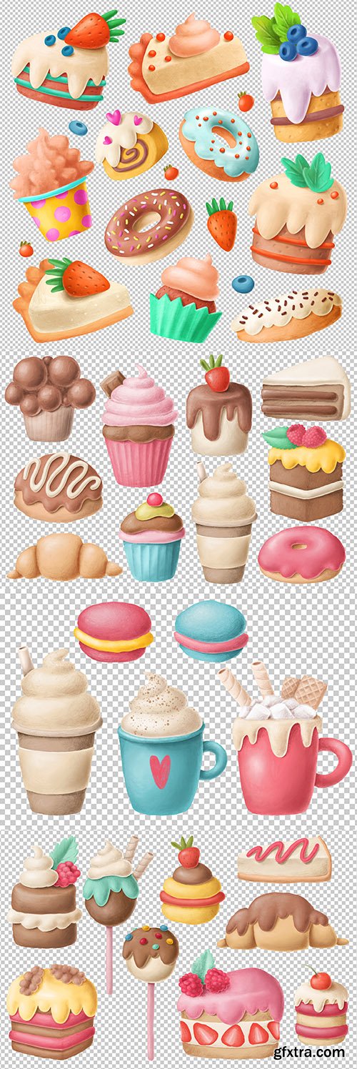 Dessert drawn clipart on transparent background