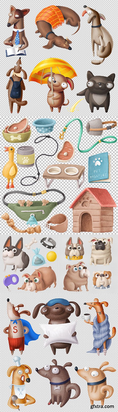 Funny dogs and dog items multi set clipart