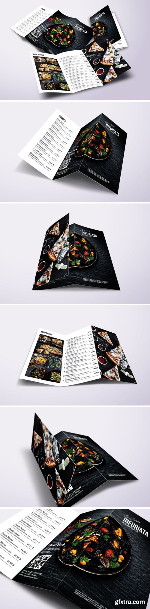 Minimal Modern Trifold A4 & US Letter Food Menu