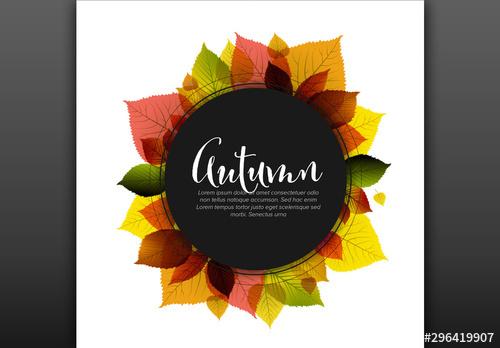 Autumnal Card Mockup with Leaf Illustrations - 296419907 - 296419907