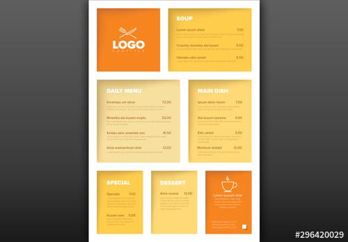 Orange and Yellow Restaurant Menu Layout - 296420029 - 296420029