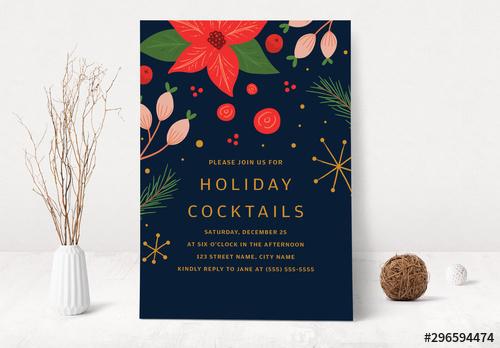 Christmas and Holiday Cocktail Party Invitation Layout - 296594474 - 296594474