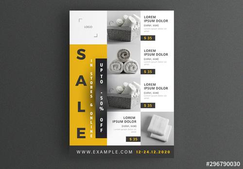 Sale Flyer Layout with Yellow Accents - 296790030 - 296790030