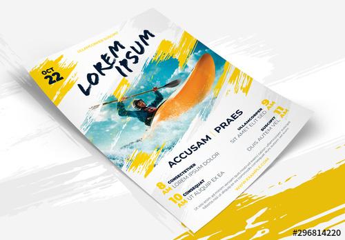 Yellow Flyer Layout with Brush Elements - 296814220 - 296814220