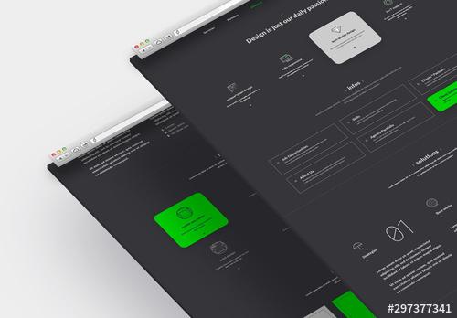 Dark Company Website Layout with Green Accents - 297377341 - 297377341