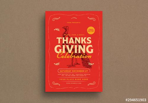 Thanksgiving Event Graphic Flyer Layout - 294651903 - 294651903