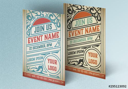 Event Poster Layout with Ornamental Elements - 295123092 - 295123092