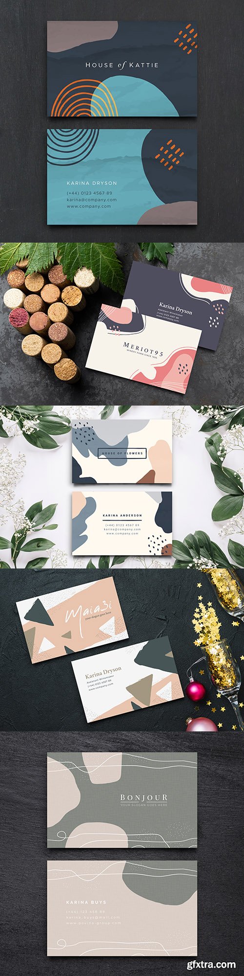 Business card template with pastel tone spots