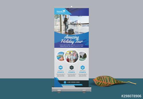 Blue Roll Up Banner Layout - 298078906 - 298078906