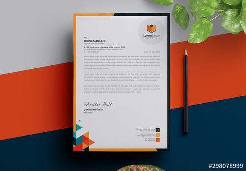 Geometric Multicolored Letterhead Layout - 298078999 - 298078999