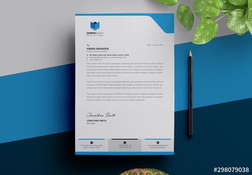 Letterhead Layout with Cyan Accents - 298079038 - 298079038