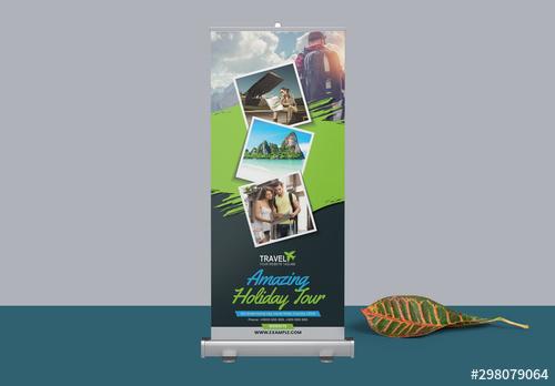 Roll Up Banner Layout with Rectangular Elements - 298079064 - 298079064