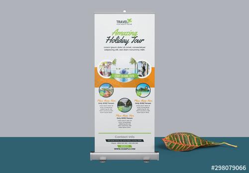 Roll Up Banner Layout with Orange Accents - 298079066 - 298079066