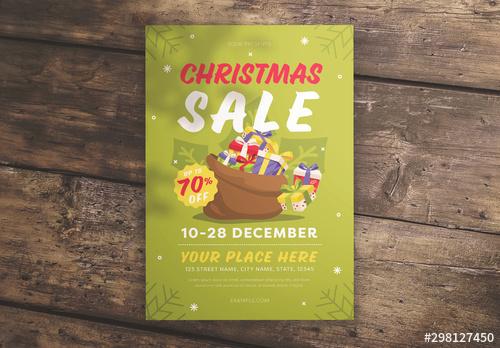 Christmas Gift Sale Flyer Layout with Illustrated Presents - 298127450 - 298127450