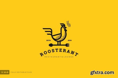 Rooster Line Art Style Logo Template