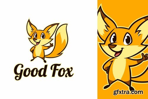 Cartoon Cute Fox Character Mascot Logo