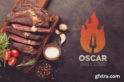 Letter O Fire Grill Logo