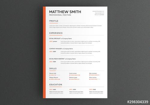 Minimal Resume Layout with Orange Sidebar - 298304339 - 298304339