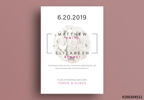 Wedding Invitation Layout with Floral Element - 298304512 - 298304512