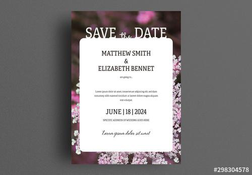 Wedding Invitation Layout with Floral Background - 298304578 - 298304578