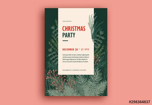 Christmas Party Flyer Layout - 298364837 - 298364837