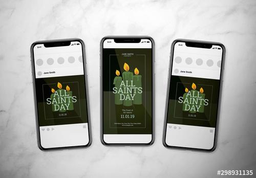 All Saints Day Social Media Post Layout Set - 298931135 - 298931135