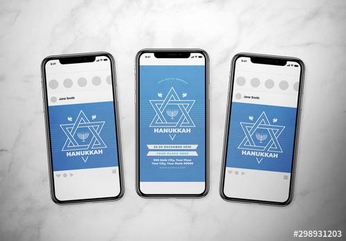 Hanukkah Event Social Media Layout Set with Star of David - 298931203 - 298931203