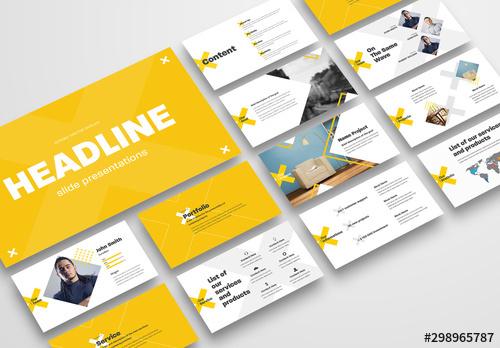 Business Presentation Layout with Yellow Crosses - 298965787 - 298965787