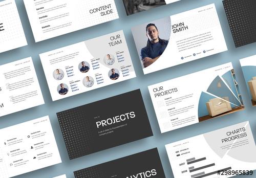 Business Presentation Layout with Round Dark Elements - 298965839 - 298965839