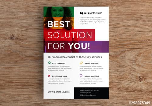 Corporate Business Flyer Layout with Colorful Overlay - 298975349 - 298975349