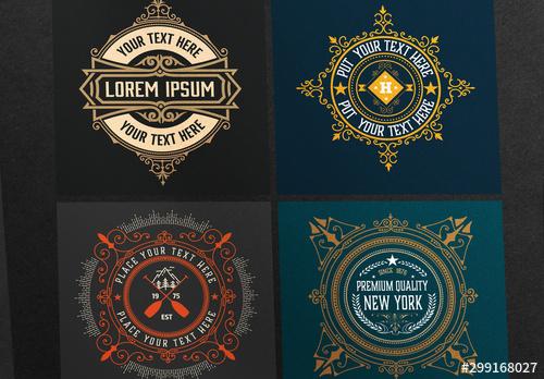 Set of 4 Vintage Logo Layouts - 299168027 - 299168027