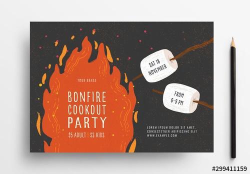 Bonfire Night Camp Cookout Flyer Layout - 299411159 - 299411159