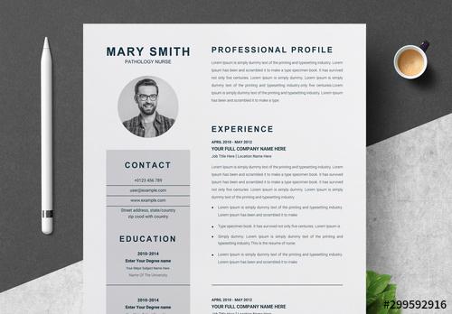 Resume Layout Set with Grey Accent - 299592916 - 299592916