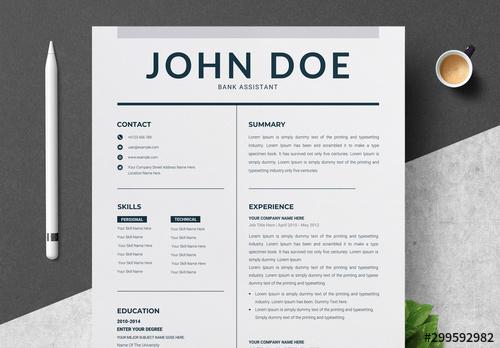 Resume Layout with Grey Accent - 299592982 - 299592982