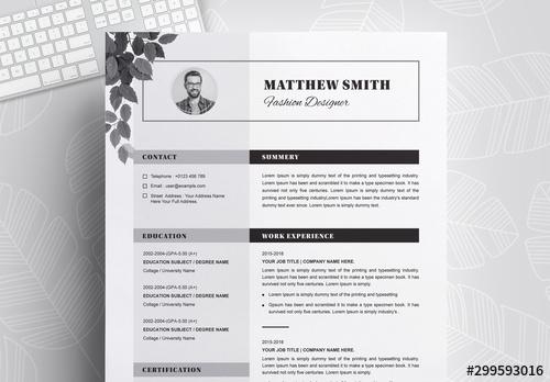 Grey Resume Layouts with Leaves - 299593016 - 299593016