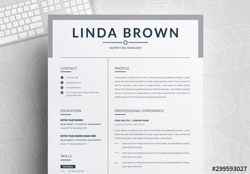 Clean Grey Resume Layout - 299593027 - 299593027