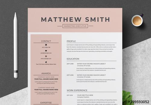 Pink Resume Layout with Cover Letter - 299593052 - 299593052