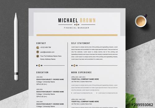 Resume Layout with Yellow Accents - 299593062 - 299593062