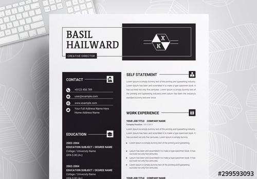 Black Sidebar Resume Layout Set - 299593093 - 299593093