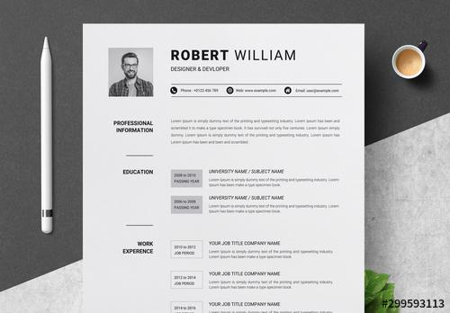 Minimalist 2 Page Resume Set Layout - 299593113 - 299593113