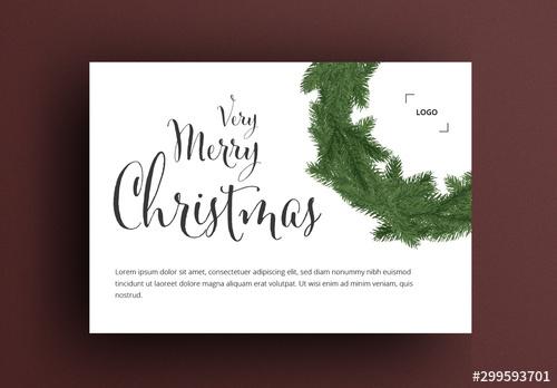 White and Green Card Layout with Christmas Decoration - 299593701 - 299593701