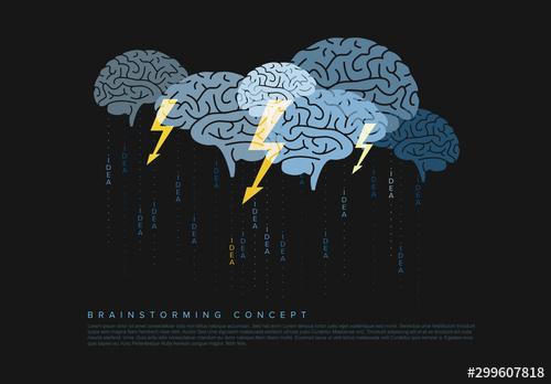 Brainstorming Infographic with Brain Illustration - 299607818 - 299607818