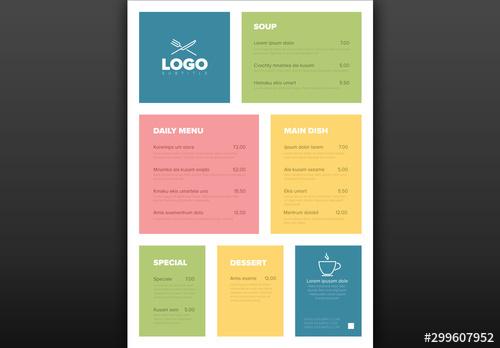 Pastel Restaurant Menu Layout - 299607952 - 299607952