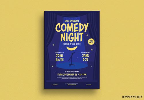 Comedy Night Event Flyer Layout - 299775107 - 299775107