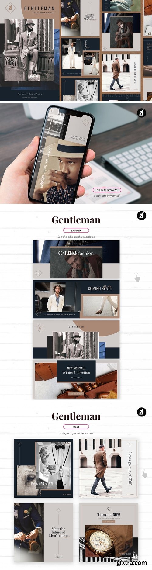 Gentleman social media graphic templates