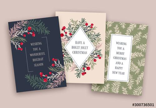 Floral Holiday Card Layout Set - 300736501 - 300736501