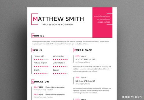 Minimalist Resume with Magenta Accents - 300751089 - 300751089