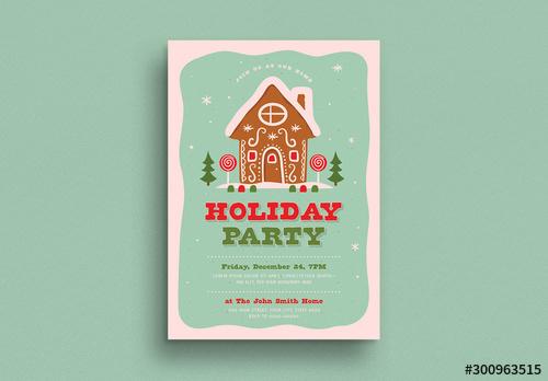 Holiday Party Invitation Flyer Layout - 300963515 - 300963515