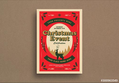 Retro Christmas Party Event Flyer Layout - 300963549 - 300963549