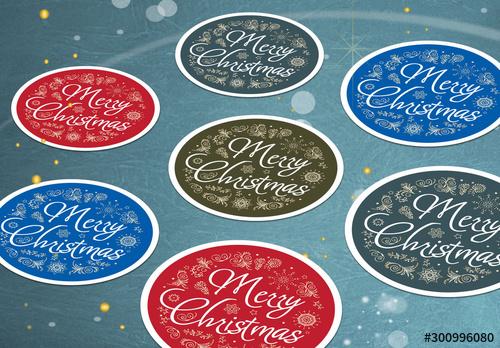 Round Christmas Sticker Layout Set - 300996080 - 300996080